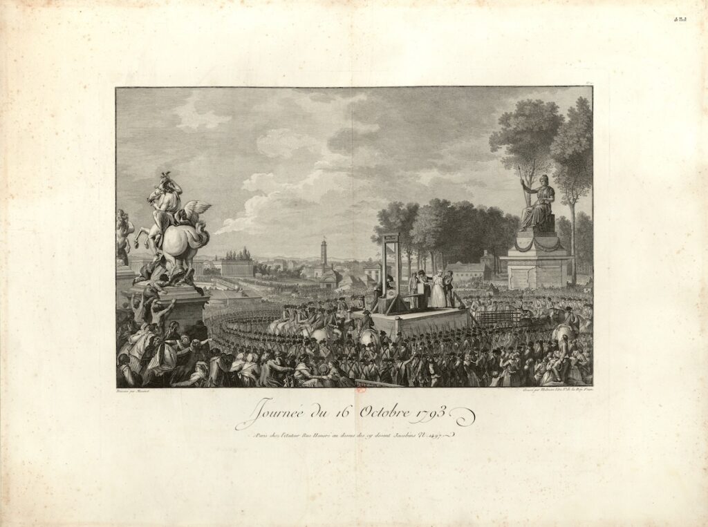 a drawing depicting the site of marie antoinette's execution