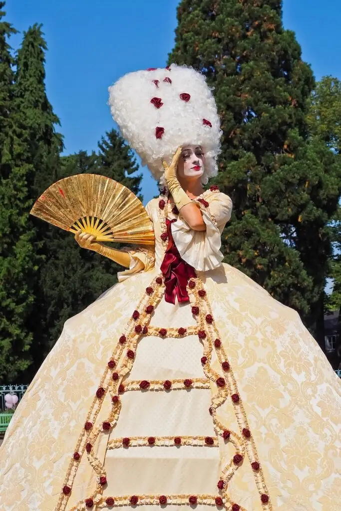 baroque female costume at versailles grand masked ball